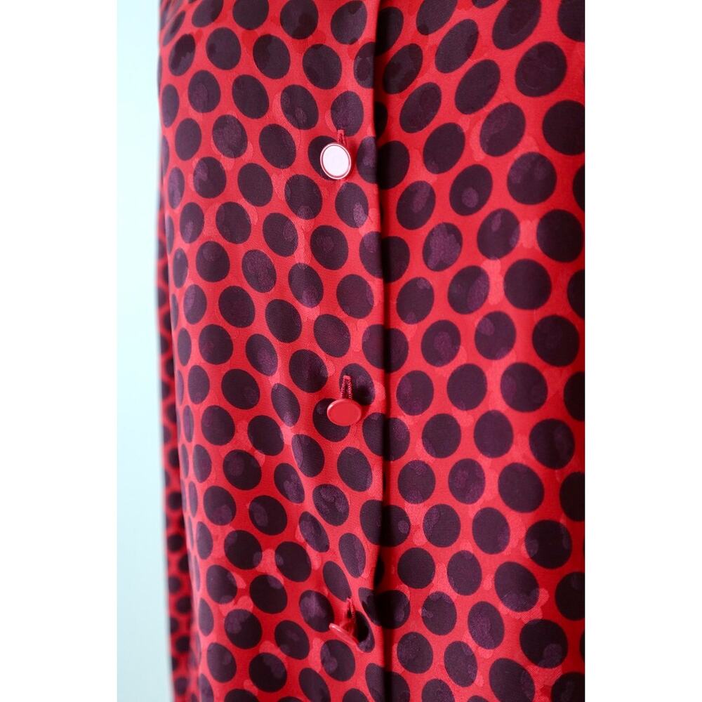 Vintage 1990s Louis Feraud Button Down Blouse Long Sleeve Collared Polka Dot Red - Picture 4 of 12